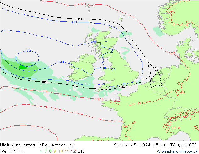 High wind areas Arpege-eu Вс 26.05.2024 15 UTC