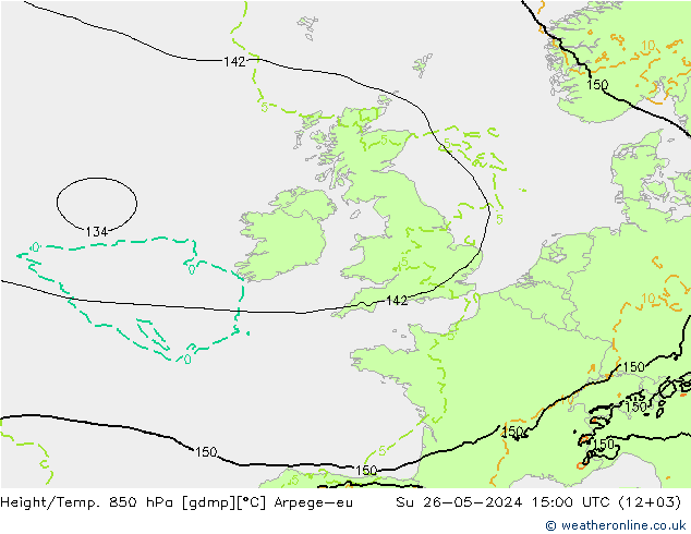 Height/Temp. 850 hPa Arpege-eu Su 26.05.2024 15 UTC