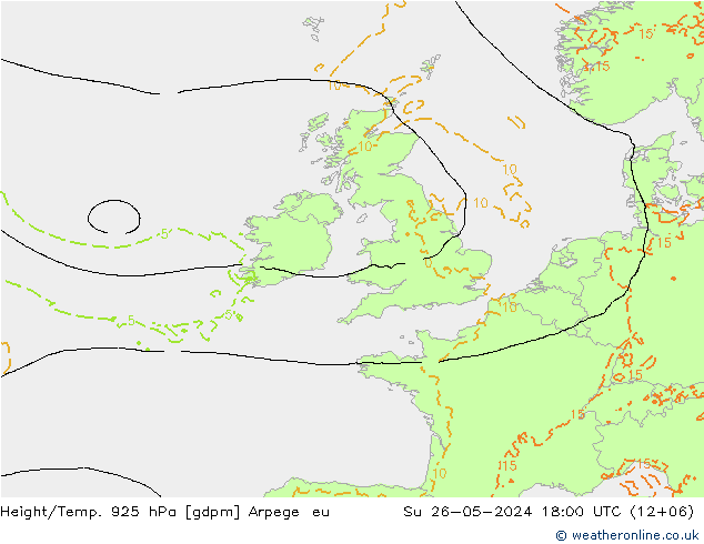 Height/Temp. 925 hPa Arpege-eu nie. 26.05.2024 18 UTC