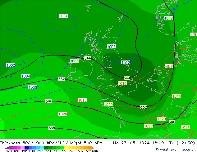 Thck 500-1000hPa Arpege-eu Seg 27.05.2024 18 UTC