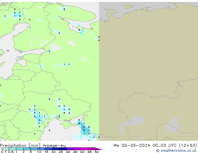 Neerslag Arpege-eu wo 29.05.2024 03 UTC