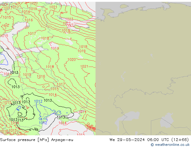Presión superficial Arpege-eu mié 29.05.2024 06 UTC