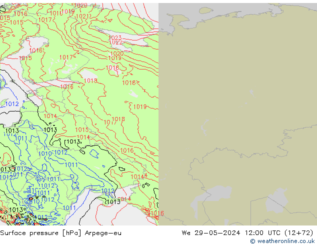 pression de l'air Arpege-eu mer 29.05.2024 12 UTC