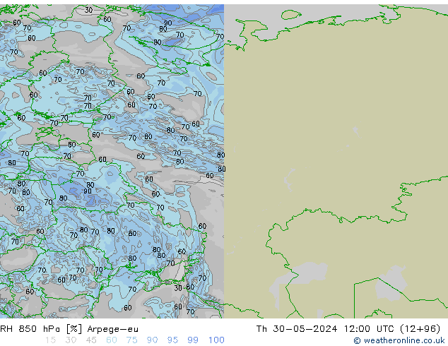 RV 850 hPa Arpege-eu do 30.05.2024 12 UTC