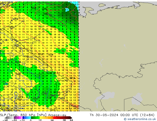 SLP/Temp. 850 hPa Arpege-eu Qui 30.05.2024 00 UTC