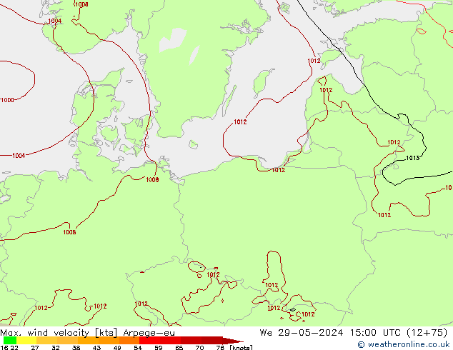 Maks. Rüzgar Hızı Arpege-eu Çar 29.05.2024 15 UTC