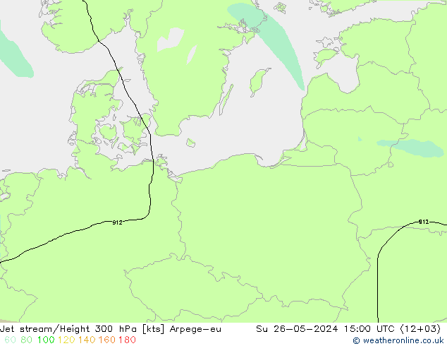 Jet stream/Height 300 hPa Arpege-eu Su 26.05.2024 15 UTC