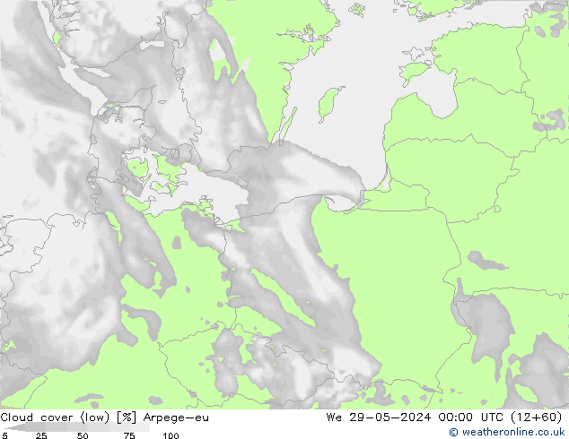 nízká oblaka Arpege-eu St 29.05.2024 00 UTC