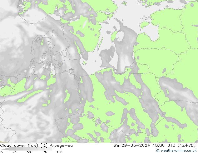 Bulutlar (düşük) Arpege-eu Çar 29.05.2024 18 UTC
