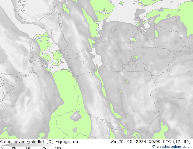 oblačnosti uprostřed Arpege-eu St 29.05.2024 00 UTC