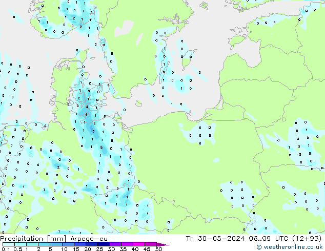 Précipitation Arpege-eu jeu 30.05.2024 09 UTC