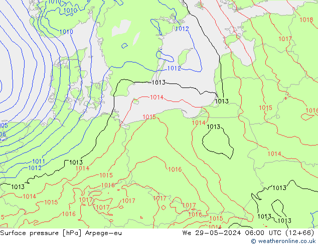 Pressione al suolo Arpege-eu mer 29.05.2024 06 UTC
