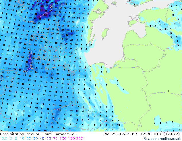 Precipitation accum. Arpege-eu St 29.05.2024 12 UTC