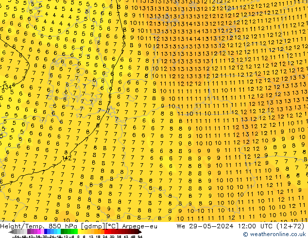 Height/Temp. 850 hPa Arpege-eu Mi 29.05.2024 12 UTC