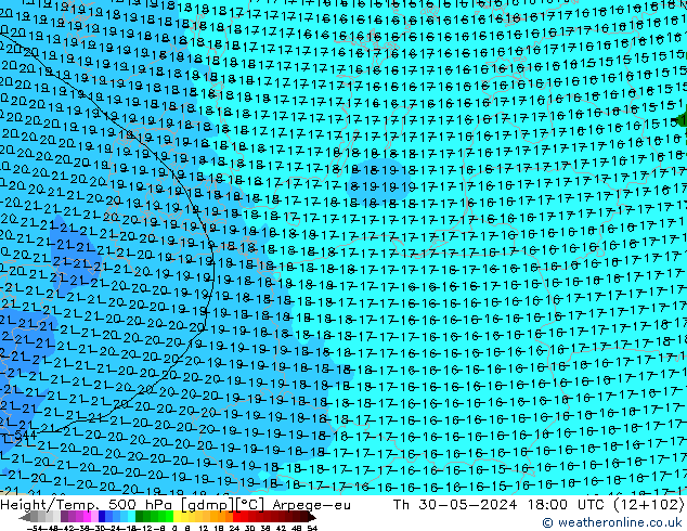 Géop./Temp. 500 hPa Arpege-eu jeu 30.05.2024 18 UTC