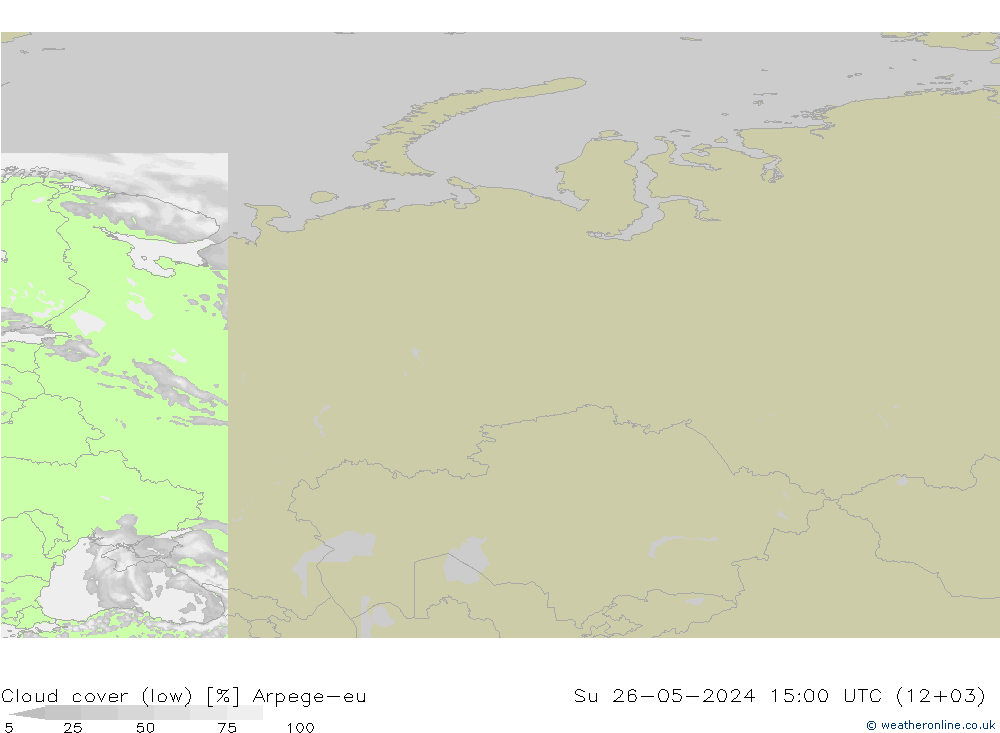 zachmurzenie (niskie) Arpege-eu nie. 26.05.2024 15 UTC