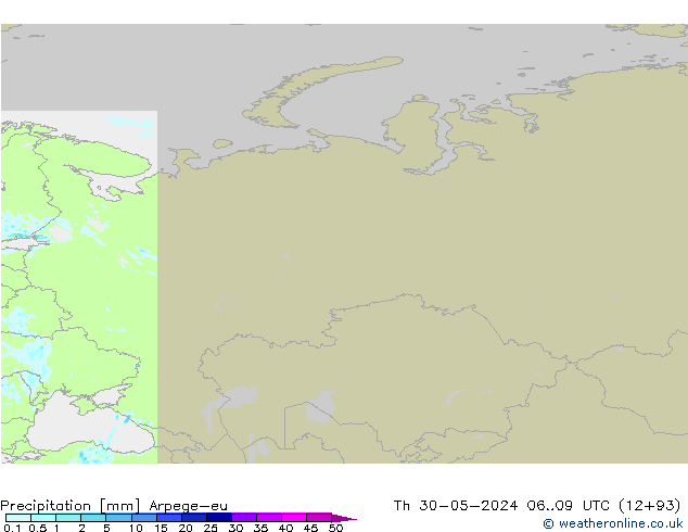 Precipitazione Arpege-eu gio 30.05.2024 09 UTC