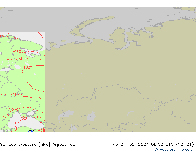 Surface pressure Arpege-eu Mo 27.05.2024 09 UTC