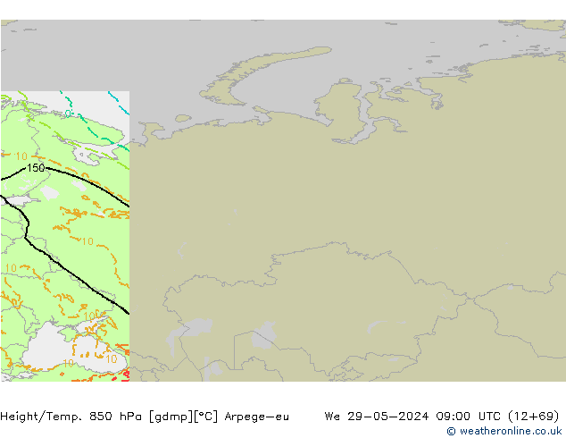 Height/Temp. 850 hPa Arpege-eu We 29.05.2024 09 UTC