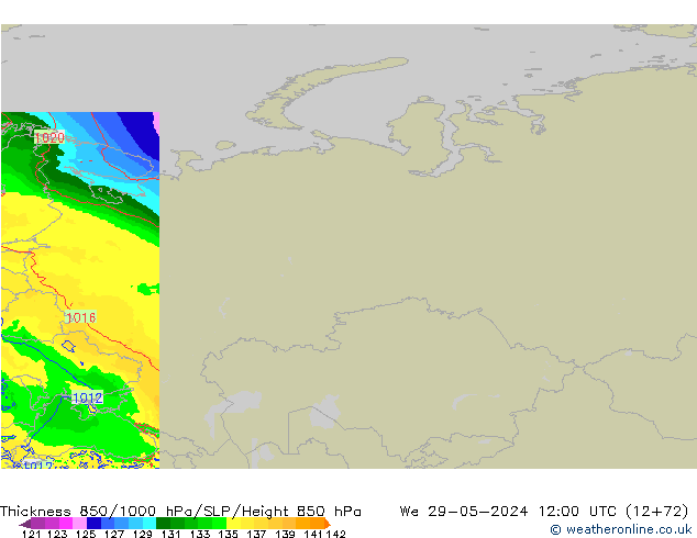 Thck 850-1000 hPa Arpege-eu We 29.05.2024 12 UTC