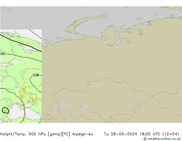 Height/Temp. 500 hPa Arpege-eu Tu 28.05.2024 18 UTC