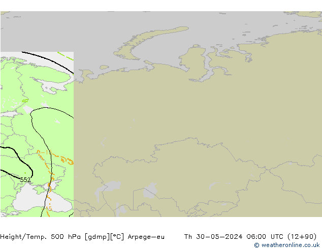 Height/Temp. 500 hPa Arpege-eu  30.05.2024 06 UTC