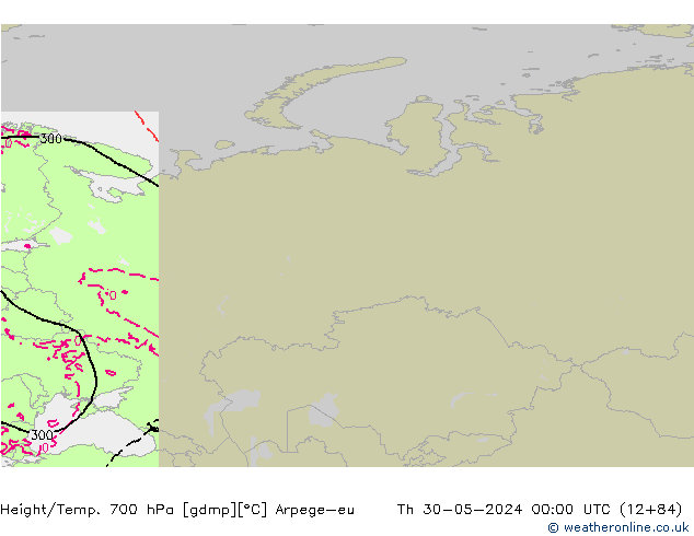 Height/Temp. 700 hPa Arpege-eu Th 30.05.2024 00 UTC