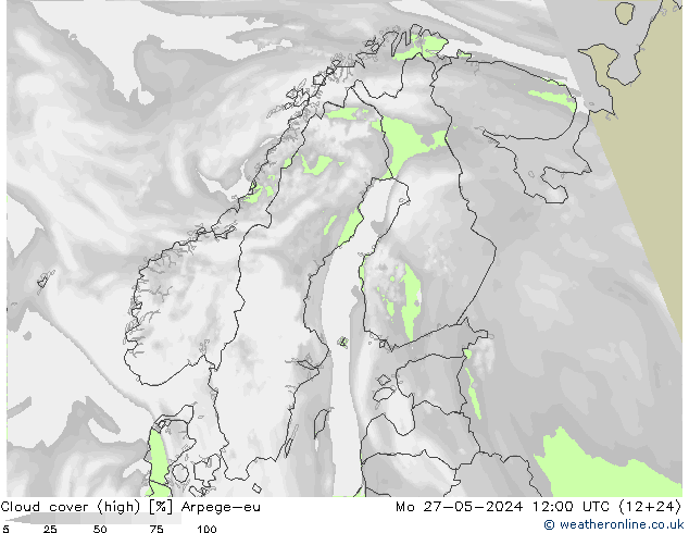 Nuages (élevé) Arpege-eu lun 27.05.2024 12 UTC