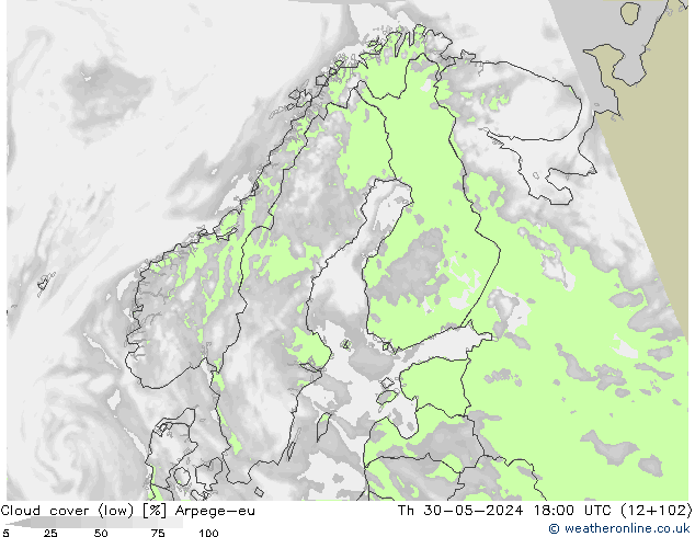 Nubi basse Arpege-eu gio 30.05.2024 18 UTC