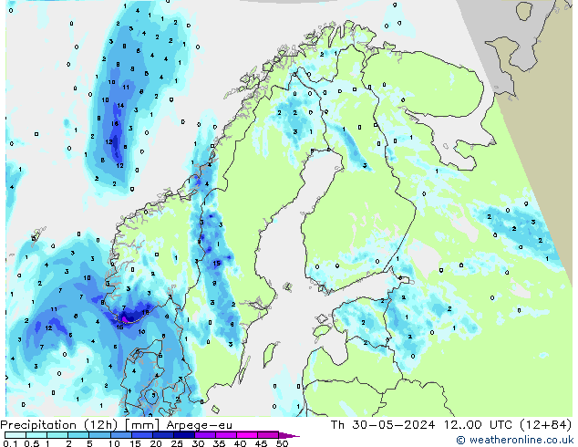 Nied. akkumuliert (12Std) Arpege-eu Do 30.05.2024 00 UTC