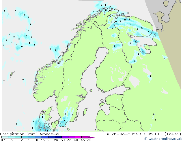 Precipitation Arpege-eu Tu 28.05.2024 06 UTC