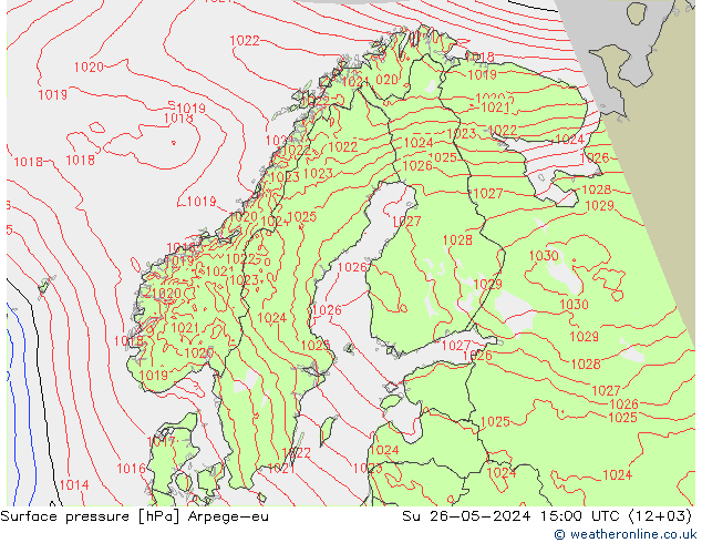 Atmosférický tlak Arpege-eu Ne 26.05.2024 15 UTC