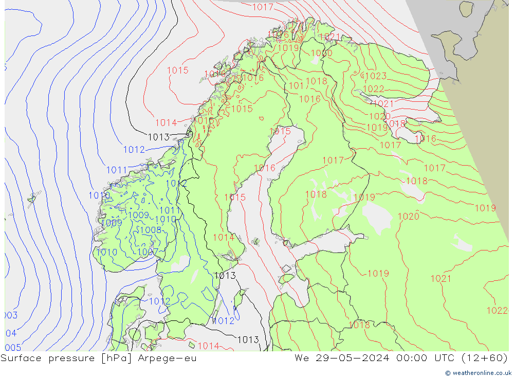 Surface pressure Arpege-eu We 29.05.2024 00 UTC