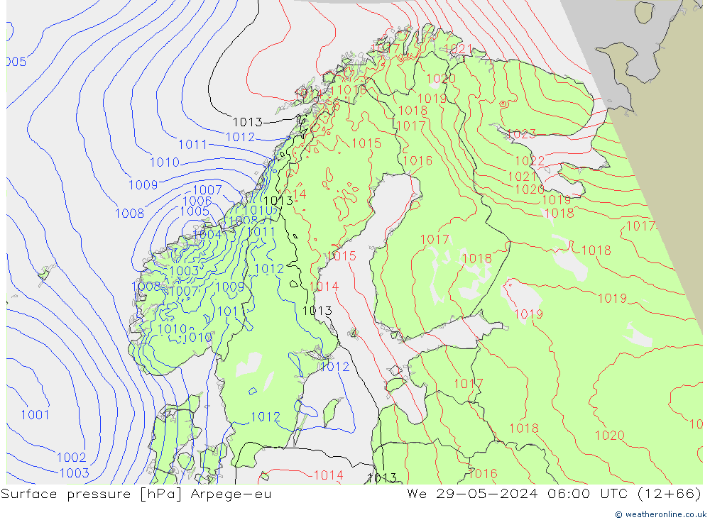 Surface pressure Arpege-eu We 29.05.2024 06 UTC
