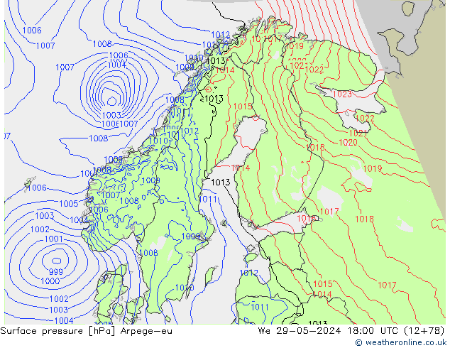 Surface pressure Arpege-eu We 29.05.2024 18 UTC