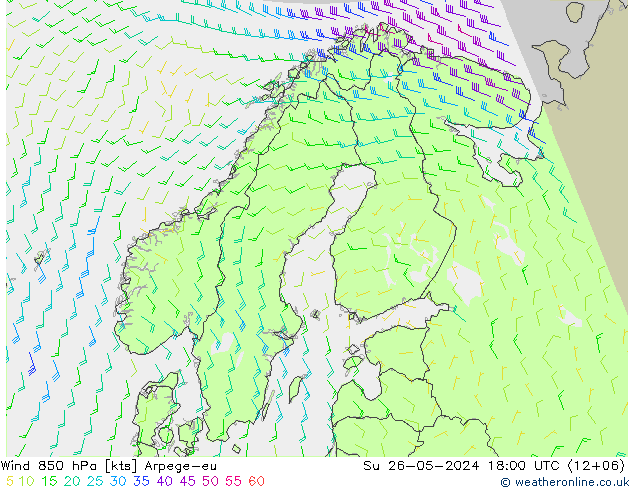 Wind 850 hPa Arpege-eu Su 26.05.2024 18 UTC