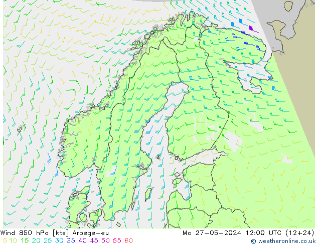 Vent 850 hPa Arpege-eu lun 27.05.2024 12 UTC