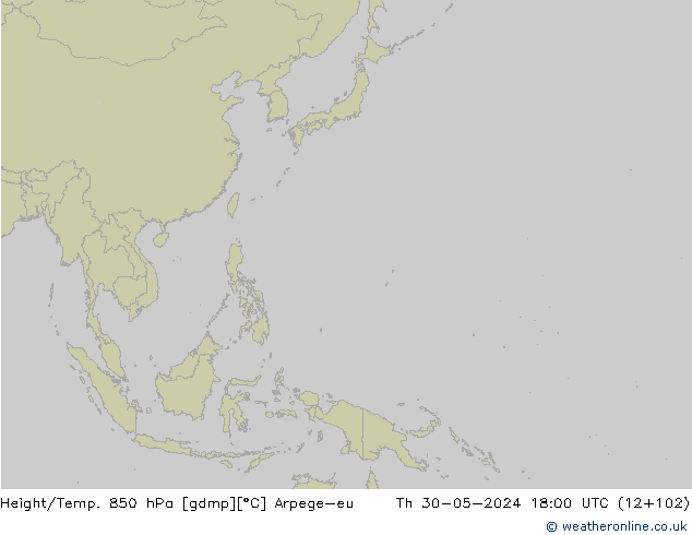 Height/Temp. 850 гПа Arpege-eu чт 30.05.2024 18 UTC