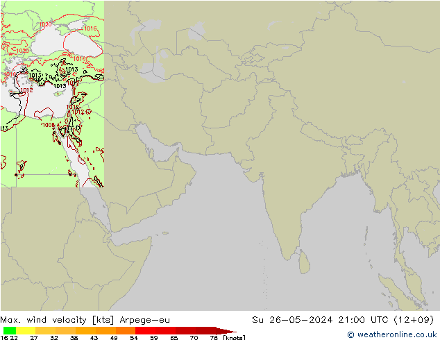 Maks. Rüzgar Hızı Arpege-eu Paz 26.05.2024 21 UTC