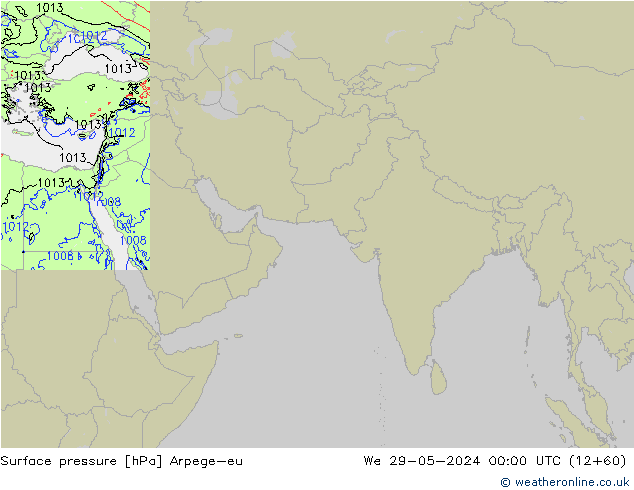 Pressione al suolo Arpege-eu mer 29.05.2024 00 UTC