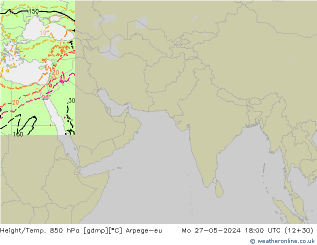 Height/Temp. 850 гПа Arpege-eu пн 27.05.2024 18 UTC