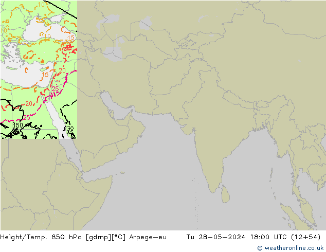 Height/Temp. 850 hPa Arpege-eu  28.05.2024 18 UTC