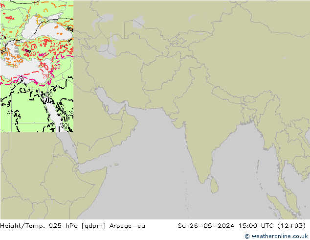 Height/Temp. 925 гПа Arpege-eu Вс 26.05.2024 15 UTC