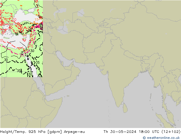 Height/Temp. 925 hPa Arpege-eu Th 30.05.2024 18 UTC