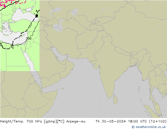 Height/Temp. 700 hPa Arpege-eu Qui 30.05.2024 18 UTC