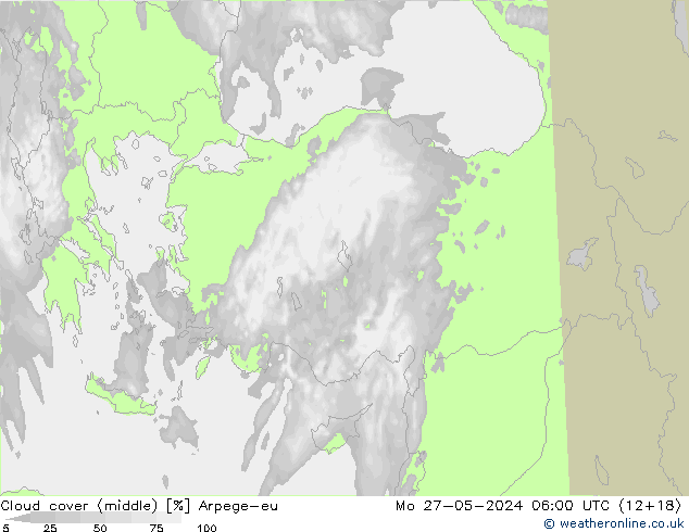 oblačnosti uprostřed Arpege-eu Po 27.05.2024 06 UTC