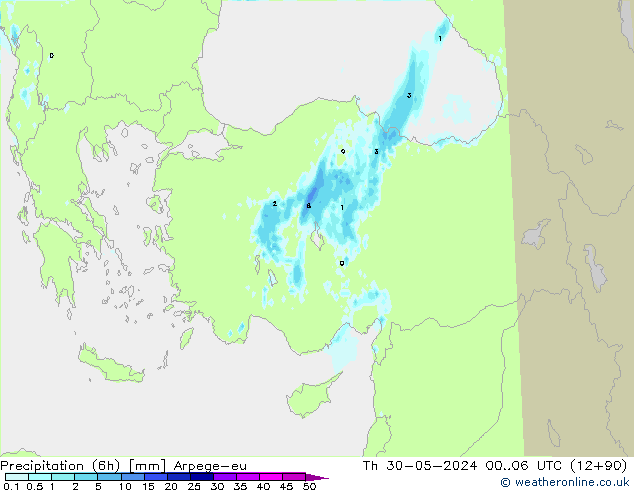 Yağış (6h) Arpege-eu Per 30.05.2024 06 UTC