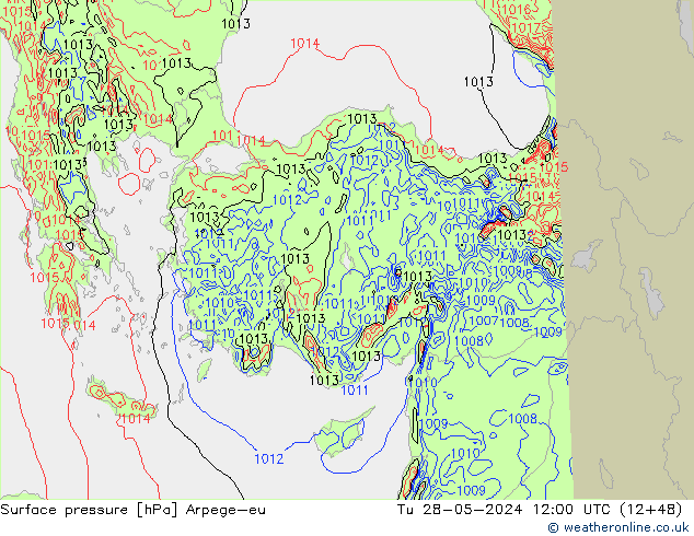 Atmosférický tlak Arpege-eu Út 28.05.2024 12 UTC