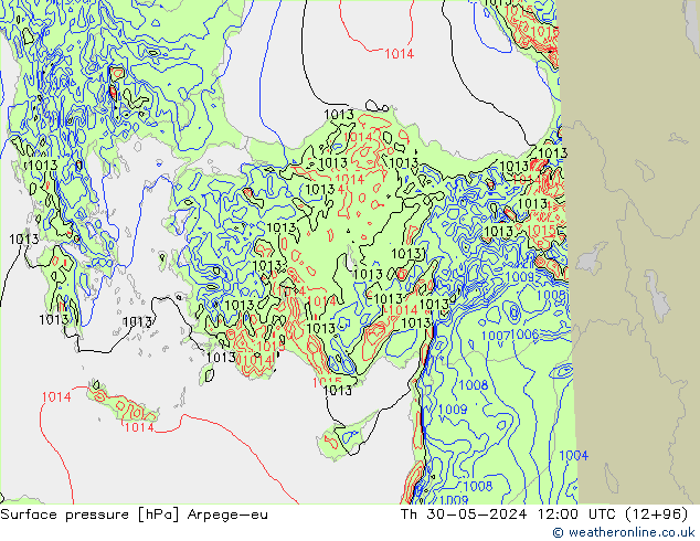 Surface pressure Arpege-eu Th 30.05.2024 12 UTC