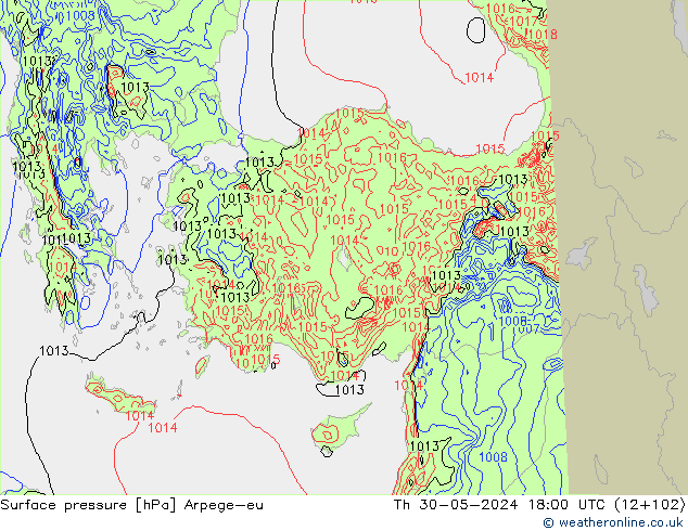 Surface pressure Arpege-eu Th 30.05.2024 18 UTC